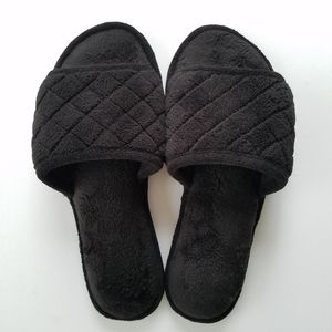 Dearfoams Slippers Quilted Terry Black Size L 9-10